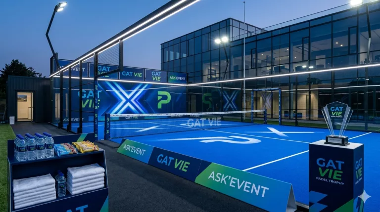Agence événementiel sportif - Personnalisation terrain Padel Trophy sans personnes.